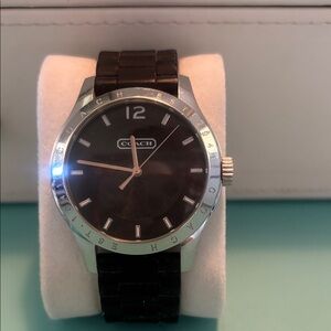 Coach Men's Black Dial Silver Bezel Watch